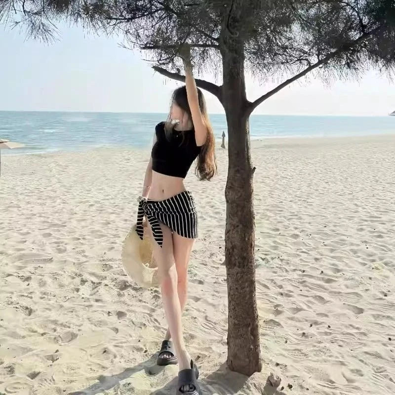 European American Fashion Women's Bikini 2026 High-End Striped Print Swimsuits Sexy Triangle Bikini Set for Slim Figure