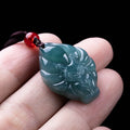 Natural Burmese Jadeite Fox Pendant Necklace Vintage Accessories Gemstone Real Jade Designer Fashion Jewelry Gifts for Women