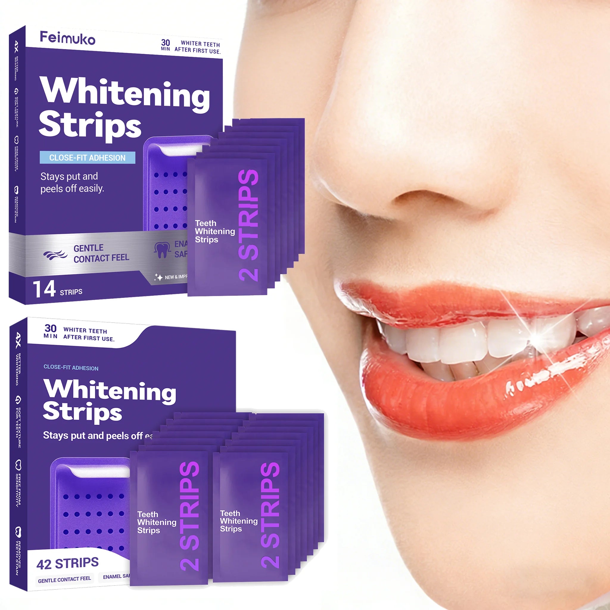 Purple Teeth Whitening Strips Brighteni Tooth Improve Dental Yellowing Bright Smile Cleaning Oral Hygiene Teeth Bleaching Strip