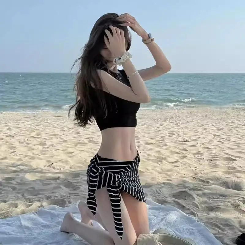 European American Fashion Women's Bikini 2026 High-End Striped Print Swimsuits Sexy Triangle Bikini Set for Slim Figure