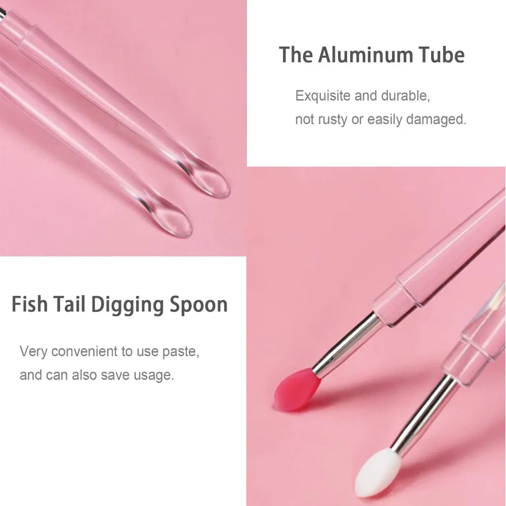 3-Piece Mini Lip Brush Set with Caps, Reusable Silicone Lipstick Applicators