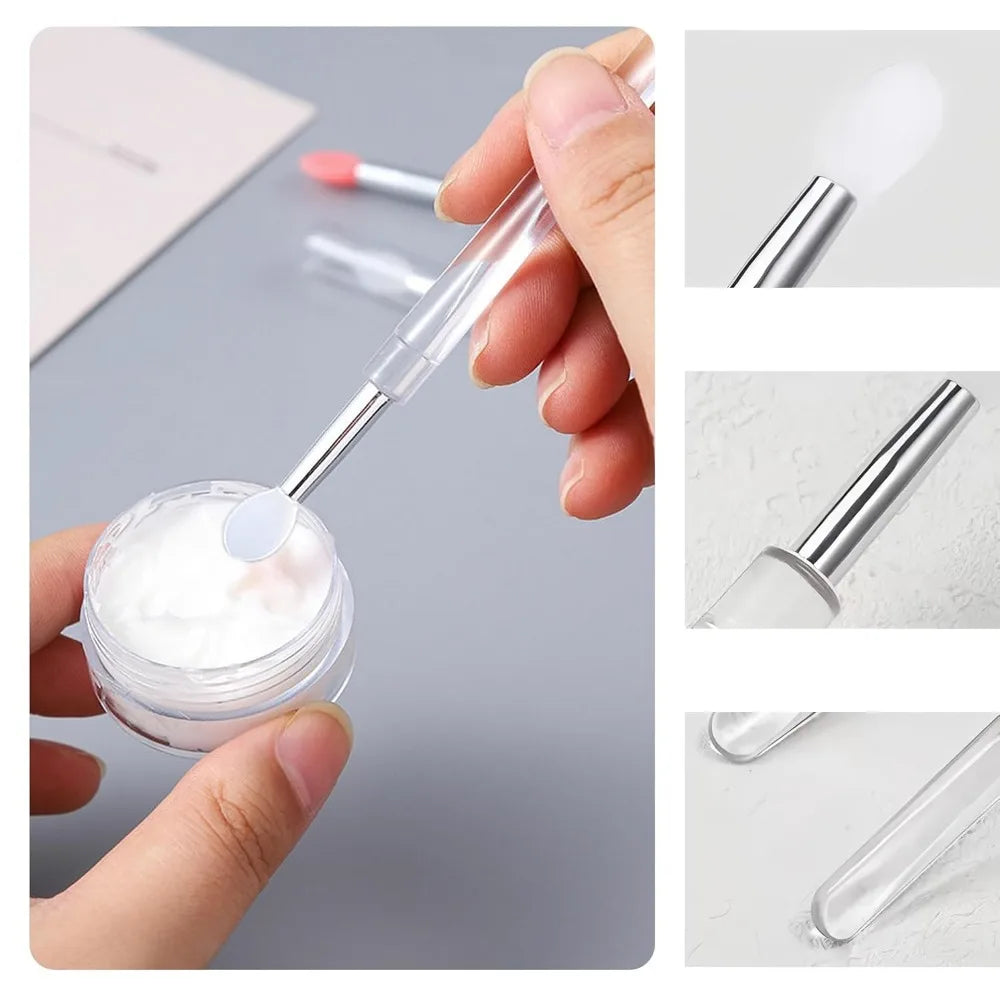 Set of 6 Lipstick Applicator Brushes with Caps, Portable Tools for Lip and Eyeshadow Application