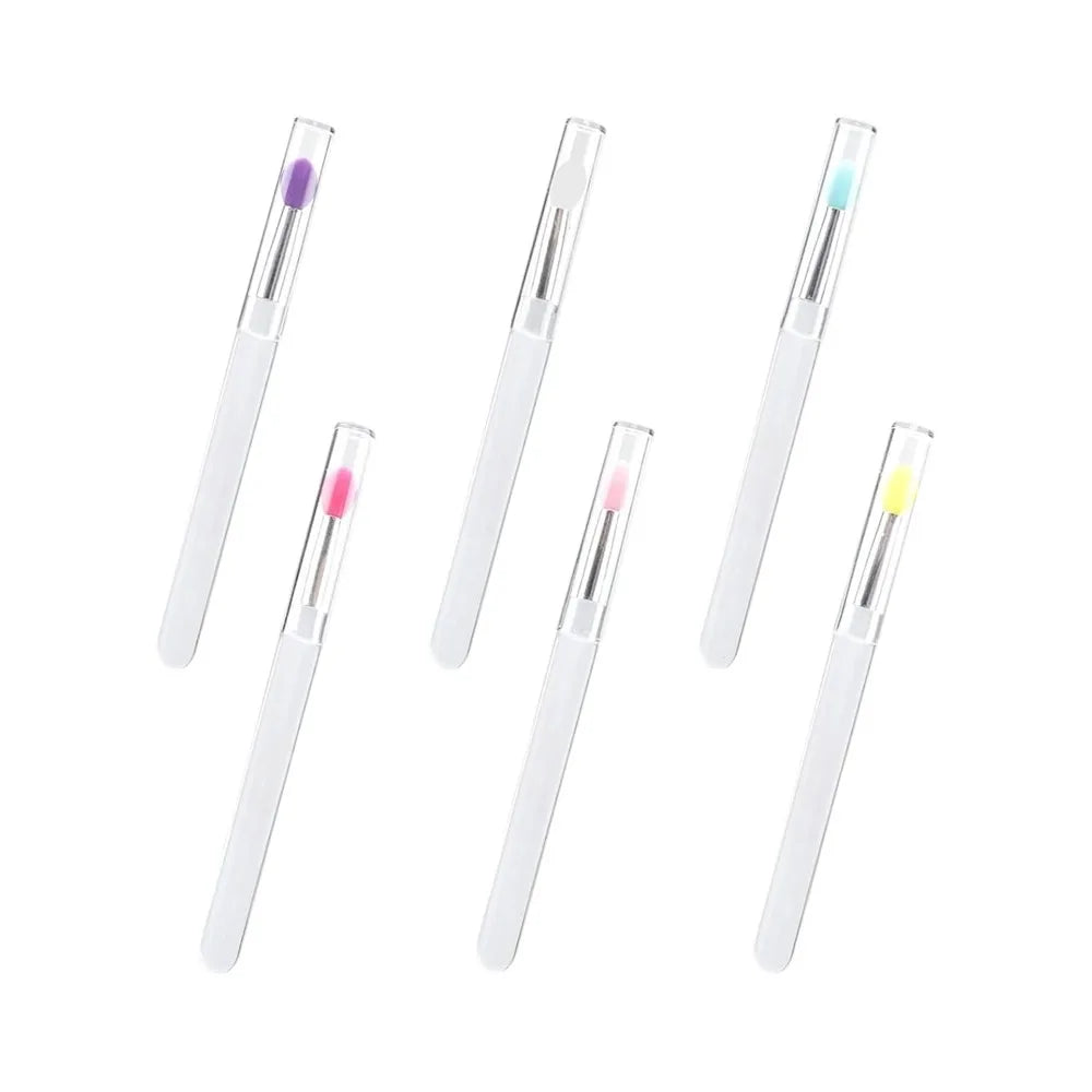 Set of 6 Lipstick Applicator Brushes with Caps, Portable Tools for Lip and Eyeshadow Application