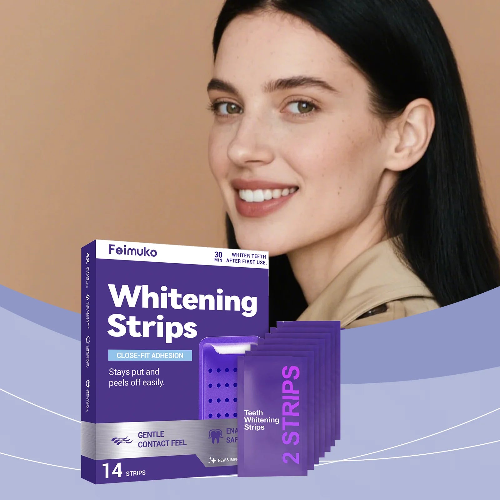 Purple Teeth Whitening Strips Brighteni Tooth Improve Dental Yellowing Bright Smile Cleaning Oral Hygiene Teeth Bleaching Strip