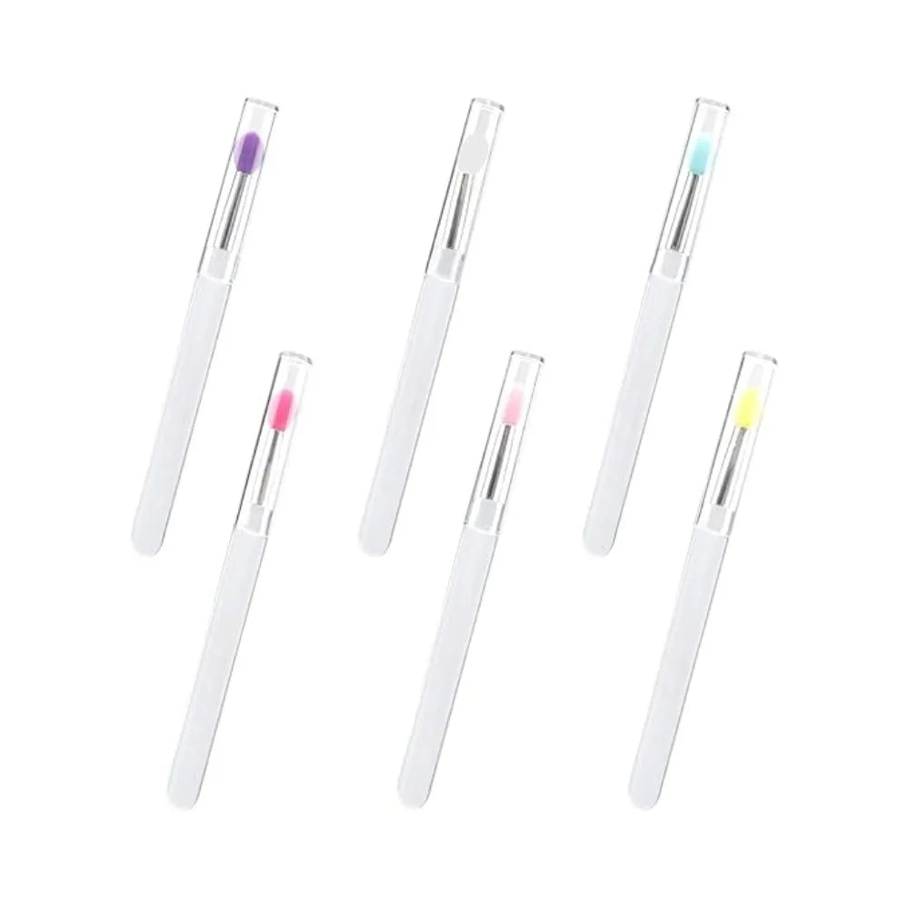 Set of 6 Lipstick Applicator Brushes with Caps, Portable Tools for Lip and Eyeshadow Application