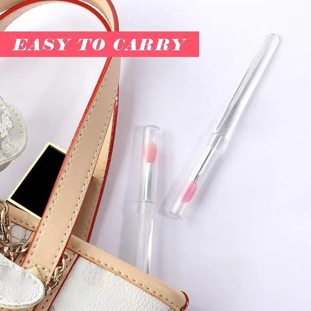 Set of 6 Lipstick Applicator Brushes with Caps, Portable Tools for Lip and Eyeshadow Application
