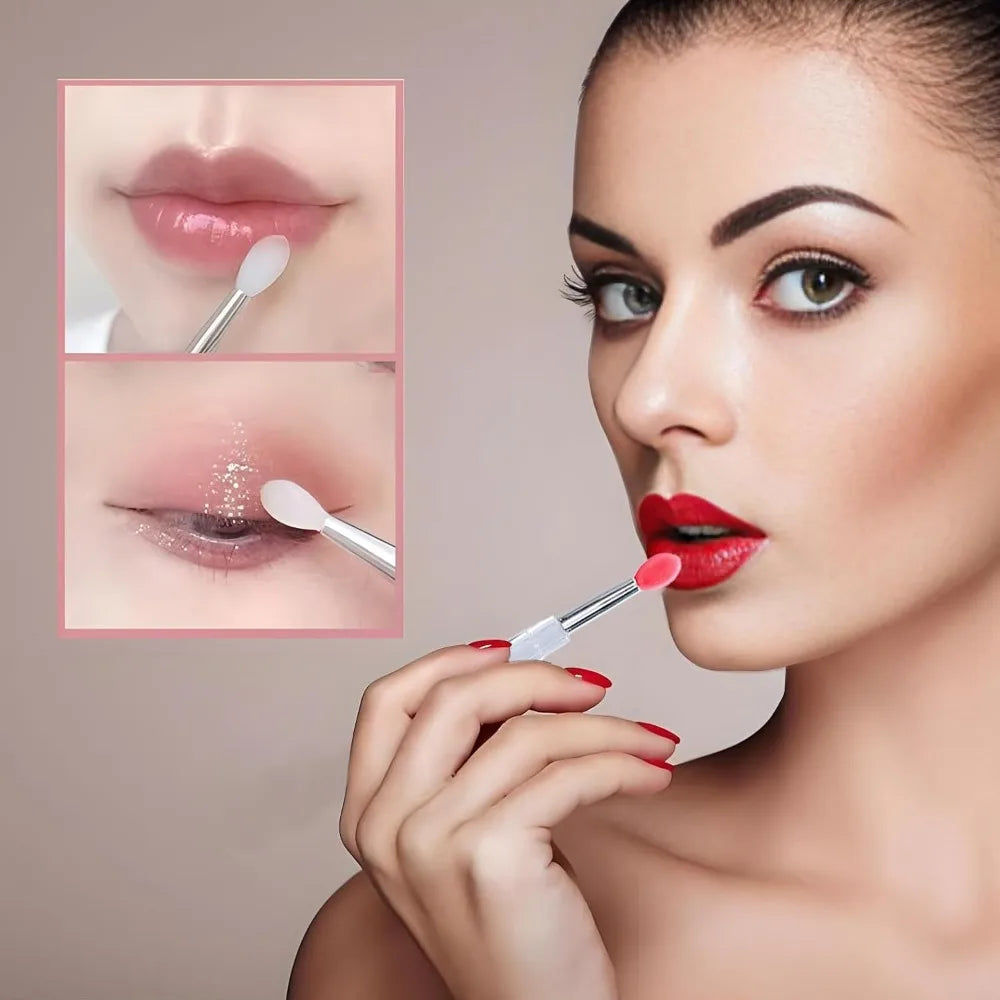 Set of 6 Lipstick Applicator Brushes with Caps, Portable Tools for Lip and Eyeshadow Application